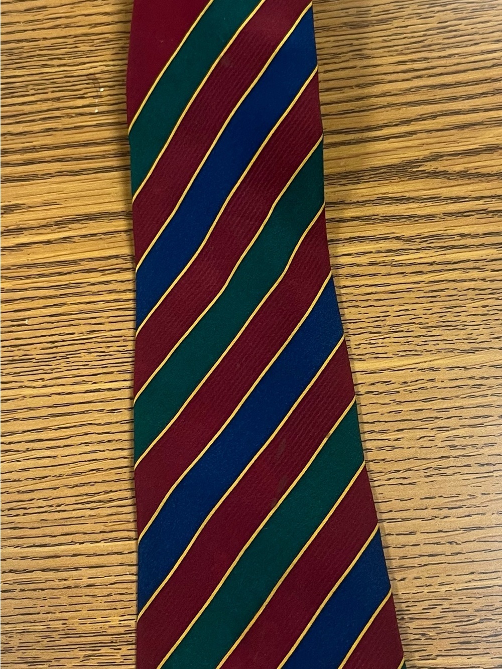 Yves Saint Laurent Burgundy, Navy & Green Diagonal Stripe Tie